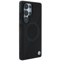 BMW Leather Half Textured MagSafe Case for Samsung Galaxy S25 Ultra - Black