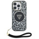 Guess HC IML Leopard Triangle Cord Strap MagSafe Case for iPhone 16 Pro Max - Black