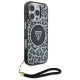 Guess HC IML Leopard Triangle Cord Strap MagSafe Case for iPhone 16 Pro Max - Black