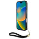 Guess HC IML Leopard Triangle Cord Strap MagSafe Case for iPhone 16 Pro Max - Black
