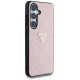 Guess Hot Stamp 4G Pattern Triangle Metal Logo Case for Samsung Galaxy S25 - Pink