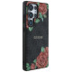 Guess Leather 4G Flowers Print Metal Classic Logo MagSafe Case for Samsung Galaxy S25 Ultra - Black