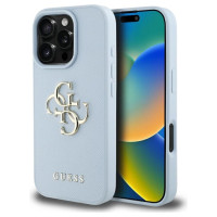 Guess Grained Big 4G Logo Small Classic Logo case for iPhone 16 Pro - blue