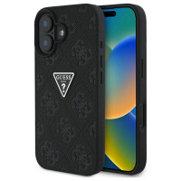 Guess Hot Stamp 4G Pattern Triangle Metal Logo case for iPhone 16 - black
