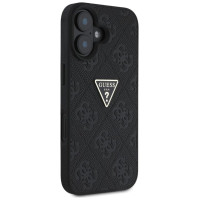 Guess Hot Stamp 4G Pattern Triangle Metal Logo case for iPhone 16 - black