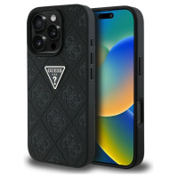Guess Hot Stamp 4G Pattern Triangle Metal Logo case for iPhone 16 Pro - black