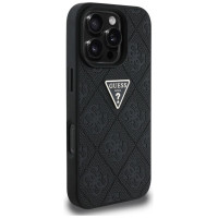 Guess Hot Stamp 4G Pattern Triangle Metal Logo case for iPhone 16 Pro - black