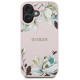 Guess Grained Printed Flower Pattern MagSafe iPhone 16 Case Pink