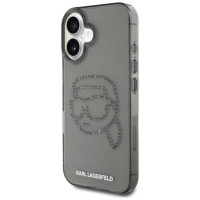 Karl Lagerfeld IML Rhinestones Karl Head Case for iPhone 16 Black