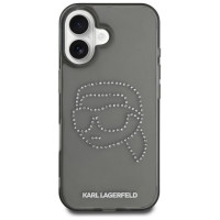 Karl Lagerfeld IML Rhinestones Karl Head Case for iPhone 16 Black