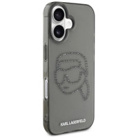 Karl Lagerfeld IML Rhinestones Karl Head Case for iPhone 16 Black