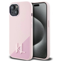 Karl Lagerfeld Silicone Shadow Metal Initial MagSafe iPhone 15 Case Pink