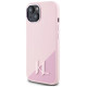 Karl Lagerfeld Silicone Shadow Metal Initial MagSafe iPhone 15 Case Pink