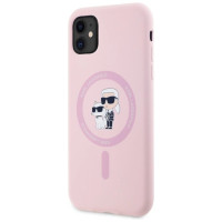 Karl Lagerfeld Silicone Karl&Choupette MagSafe iPhone 11 Case - Pink