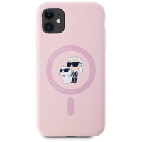 Karl Lagerfeld Silicone Karl&Choupette MagSafe iPhone 11 Case - Pink