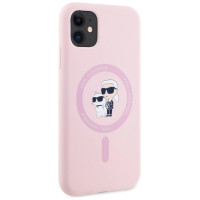 Karl Lagerfeld Silicone Karl&Choupette MagSafe iPhone 11 Case - Pink