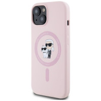 Karl Lagerfeld Silicone Karl&Choupette MagSafe iPhone 15 Case - Pink
