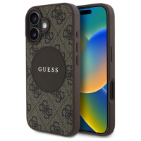 Guess 4G Circle Classic Logo MagSafe case for iPhone 16 - brown