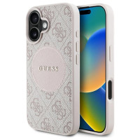 Guess 4G Circle Classic Logo MagSafe iPhone 16 Case - Pink