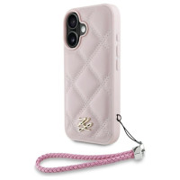 Karl Lagerfeld Quilted Initial Logo & Chain Strap iPhone 16 Case - Pink