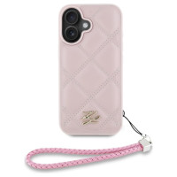 Karl Lagerfeld Quilted Initial Logo & Chain Strap iPhone 16 Case - Pink