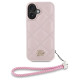 Karl Lagerfeld Quilted Initial Logo & Chain Strap iPhone 16 Case - Pink
