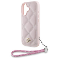 Karl Lagerfeld Quilted Initial Logo & Chain Strap iPhone 16 Case - Pink