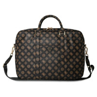 Guess 4G Peony Front Pocket Zipper Triangle Logo Laptop Bag 16" - Black