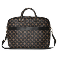 Guess 4G Peony Front Pocket Zipper Triangle Logo Laptop Bag 16" - Black