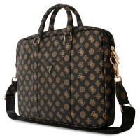 Guess 4G Peony Front Pocket Zipper Triangle Logo Laptop Bag 16" - Black