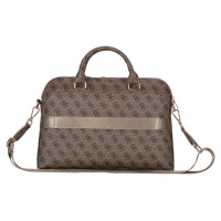 Guess 4G Zipper Pocket Triangle Logo 15" Laptop Bag - Brown