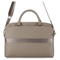 Guess Grained Zipper Pocket Triangle Logo 15" Laptop Bag - Brown