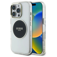 Guess IML Metal Colored Circle Classic Logo MagSafe Case for iPhone 16 Pro Max - Black