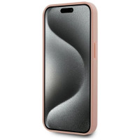 Karl Lagerfeld Leather Monogram Metal Logo MagSafe iPhone 15 Case - Pink