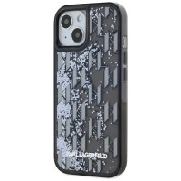 Karl Lagerfeld Liquide Glitter Monogram Gradient iPhone 15 Case - Black