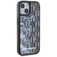 Karl Lagerfeld Liquide Glitter Monogram Gradient iPhone 15 Case - Black