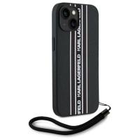 Karl Lagerfeld Saffiano Athleisure Stripes Cord iPhone 15 Case - Pink