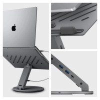 Spigen LD204H Stand + Hub 6-in-1 - Gray