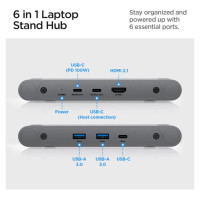 Spigen LD204H Stand + Hub 6-in-1 - Gray
