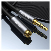 Ugreen AV118 10595 cable 3.5 mm mini jack (male) / 3.5 mm mini jack (female) 3m - silver