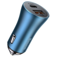 Baseus Golden Contactor Pro fast car charger USB Type C / USB 40 W Power Delivery 3.0 Quick Charge 4+ SCP FCP AFC + USB Type C cable - Lightning blue (TZCCJD-03)