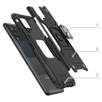 Wozinsky Ring Armor Case Kickstand Tough Rugged Cover for Samsung Galaxy A42 5G black