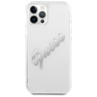 Guess GUHCP12MKTRSVSI iPhone 12/12 Pro 6.1" Transparent hardcase Vintage Script Silver