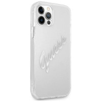 Guess GUHCP12MKTRSVSI iPhone 12/12 Pro 6.1" Transparent hardcase Vintage Script Silver