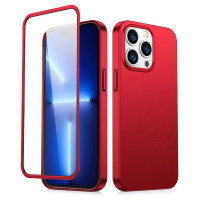 Joyroom 360 Full Case front and back cover for iPhone 13 Pro Max + tempered glass screen protector red (JR-BP928 red)
