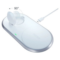 Choetech Qi 2in1 wireless charger for smartphones / Apple Watch with stand (MFI) USB Type C white (T317)