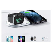 Choetech Qi 2in1 wireless charger for smartphones / Apple Watch with stand (MFI) USB Type C white (T317)