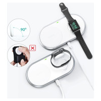 Choetech Qi 2in1 wireless charger for smartphones / Apple Watch with stand (MFI) USB Type C white (T317)