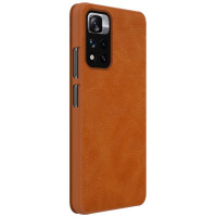 Nillkin Qin Case Case for Xiaomi Redmi Note 11 Pro+ (China) / Redmi Note 11 Pro (China) / Mi11i HyperCharge Camera Protector Holster Cover Flip Case Brown