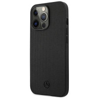 Mercedes MEHCP13LMBLBK iPhone 13 Pro / 13 6,1" czarny/black hardcase Leather Meshed Metal Logo
